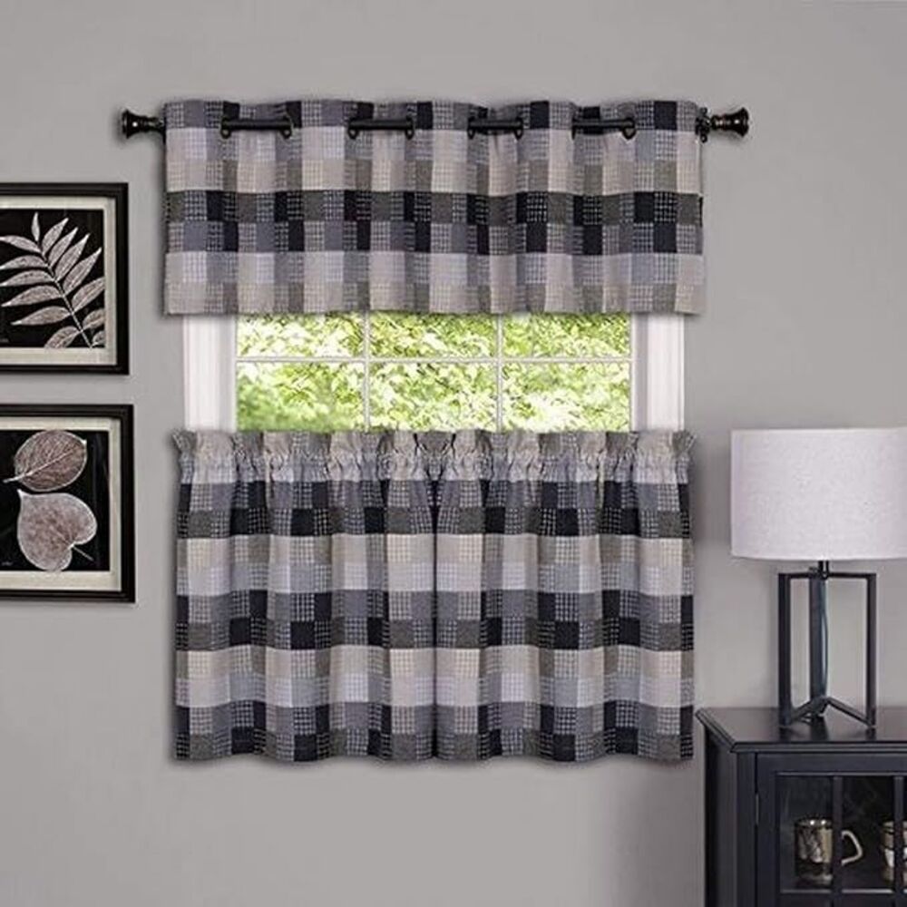 Ben&Jonah Collection Harvard - Window Curtain Tier Pair - 57x24 Black